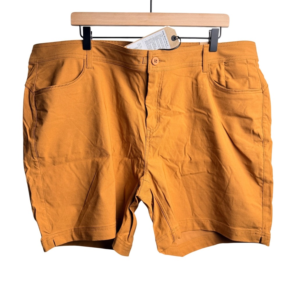 prAna Womens Halle Shorts Plus 20 Earthbound Mustard Hiking Outdoor Gorp Stretch